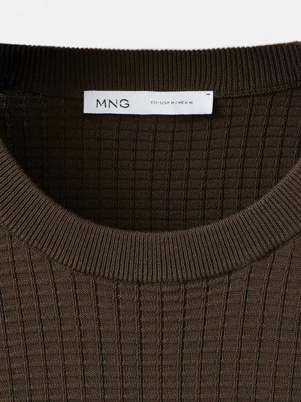 Mango Round Neck T-Shirt - view 2, Brown