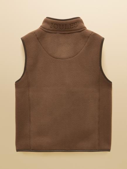Joules Kids' Fleece Zip Front Gilet, Chocolate Brown - view 2, Chocolate Brown
