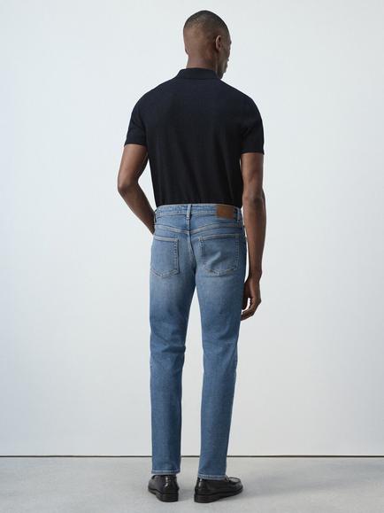 Mango Slim Fit Jeans, Mid Blue - view 2, Mid Blue