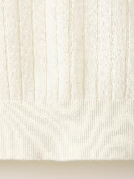 Mango Orion Ribbed Linen Blend Short Sleeve Polo Shirt - view 2, Off White