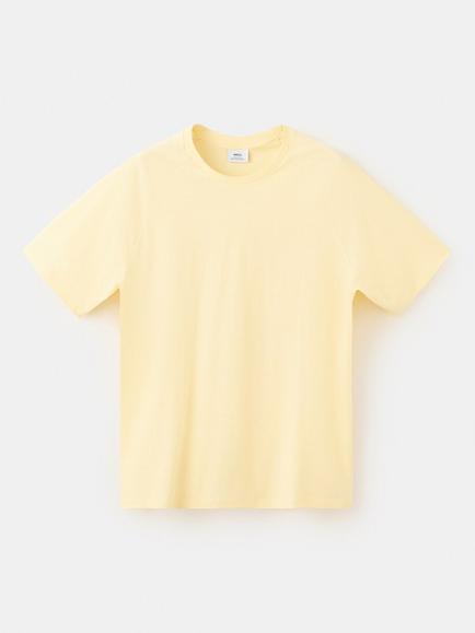Mango Relaxed Fit Cotton Blend T-Shirt, Pastel Yellow
