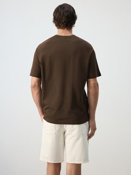 Mango Relaxed Fit Cotton Blend T-Shirt - view 2, Chocolate