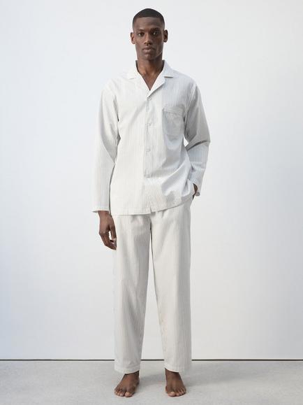 Mango Collared Long Sleeve Pyjama Set, Grey