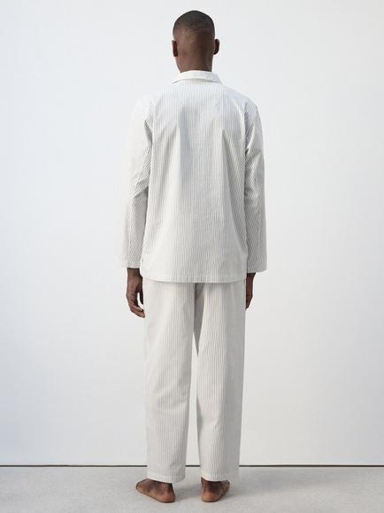 Mango Collared Long Sleeve Pyjama Set - view 2, Grey