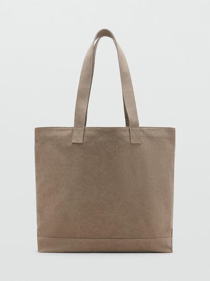 Mango Cotton Tote Bag, Beige, Beige