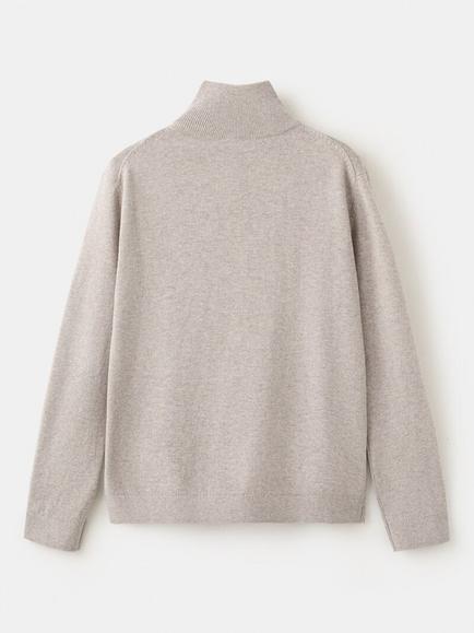 Mango Kids' Ribbed Half-Zip Sweater, Taupe - view 2, Taupe