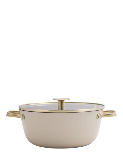 Stellar Cast Light Casserole & Glass Lid, Clay (cream)