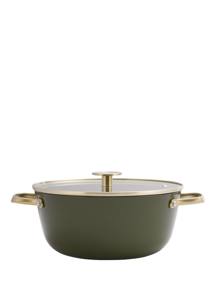 Stellar Cast Light Casserole & Glass Lid, Olive (green)