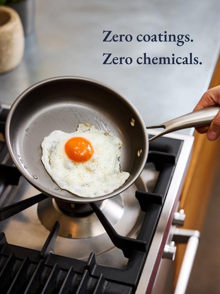 Stellar Zero Stainless Steel Frying Pan - view 2, Silver