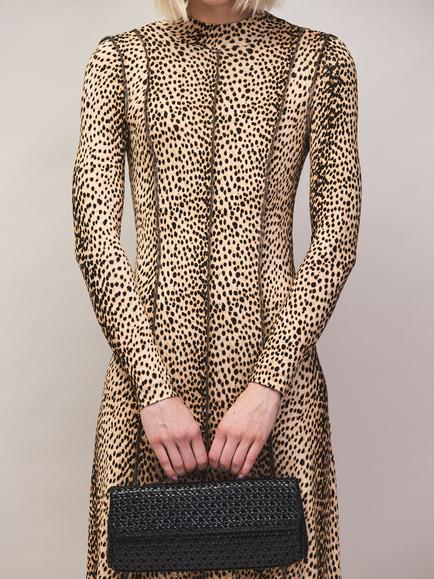 Ro&Zo Animal Print Slim Fit Seam Detail Dress, Natural - view 2, Natural