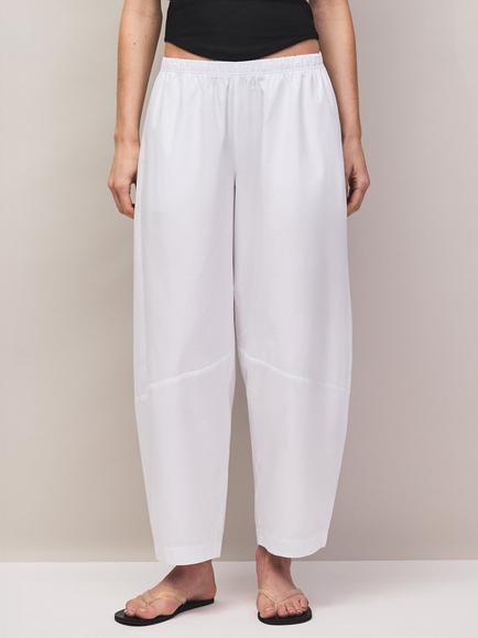 Ro&Zo Petite Cotton Barrel Leg Trousers, White - view 2, White