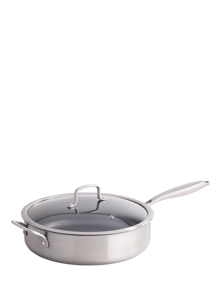 Stellar Zero Stainless Steel Saute Pan & Glass Lid, 28cm, Silver