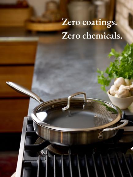 Stellar Zero Stainless Steel Saute Pan & Glass Lid, 28cm - view 2, Silver