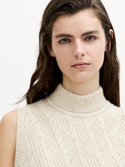 French Connection Charlene High Neck Knit Tank Top, Cashew - view 2, Cashew