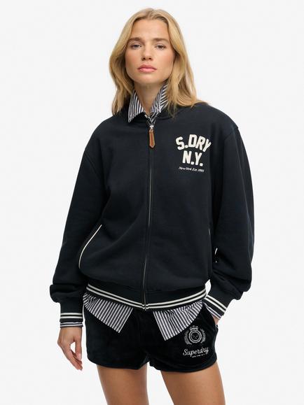 Superdry Country Club Jersey Bomber Jacket, Eclipse Navy, Eclipse Navy