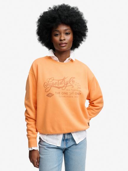 Superdry Industry Worker Loose Crew Sweatshirt, Autumn Blosom Orange, Autumn Blosom Orange