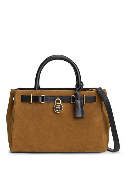 Tommy Hilfiger The American Icon Suede Tote Bag, Brown, Brown