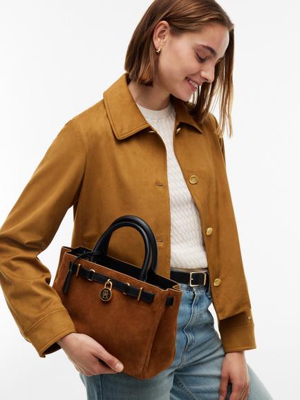 Tommy Hilfiger The American Icon Suede Tote Bag, Brown - view 2, Brown