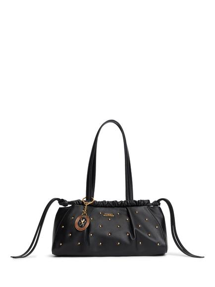 Tommy Hilfiger Soft Leather Studded Charm Shoulder Bag, Black, Black