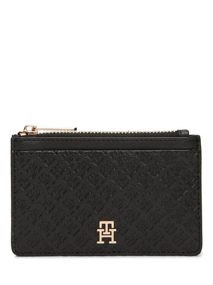 Tommy Hilfiger Icon Debossed Credit Card Holder, Black, Black