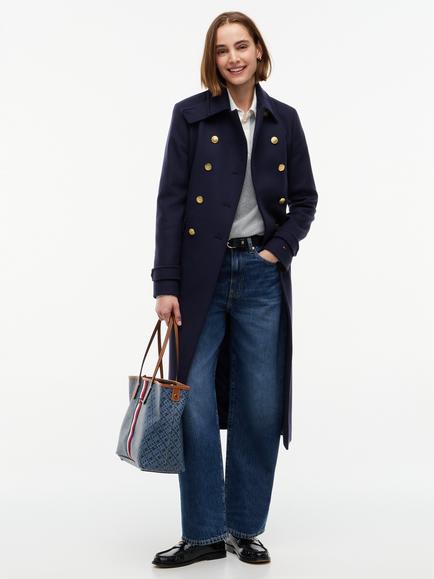 Tommy Hilfiger Manteco Wool Blend Double Breasted Coat, Blue, Blue