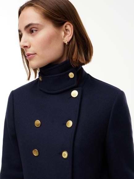 Tommy Hilfiger Manteco Wool Blend Double Breasted Coat, Blue - view 2, Blue