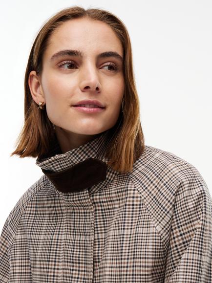 Tommy Hilfiger Check Raglan Sleeve Relaxed Cape Coat, Multi - view 2, Multi