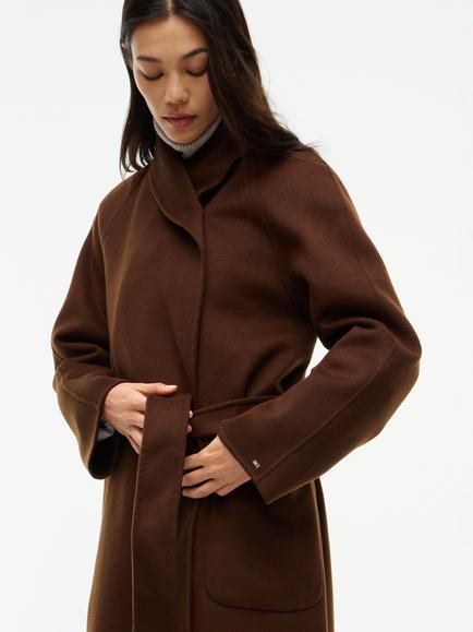 Tommy Hilfiger Shawl Collar Wool Rich Relaxed Coat, Brown - view 2, Brown