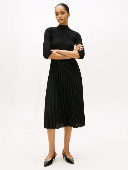 Tommy Hilfiger 5x2 Rib Mix Pleated Midi Dress, Black - view 2, Black