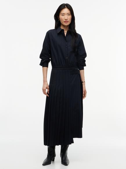 Tommy Hilfiger Striped Pleated Midi Dress, Blue, Blue