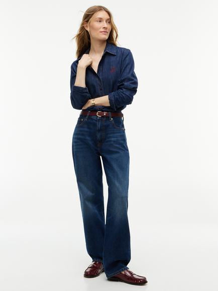 Tommy Hilfiger Sarah High Rise Straight Faded Jeans, Dark Blue - view 2, Dark Blue