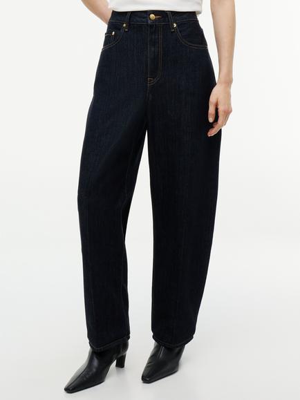 Tommy Hilfiger Quinn Mid Rise Barrel Jeans, Dark Blue, Dark Blue