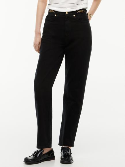 Tommy Hilfiger Jackie High Rise Tapered Ankle Jeans, Black, Black