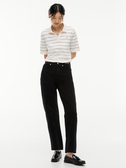 Tommy Hilfiger Jackie High Rise Tapered Ankle Jeans, Black - view 2, Black