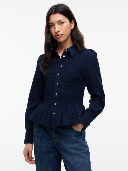 Tommy Hilfiger Slim Fit Smock Seersucker Shirt, Blue, Blue