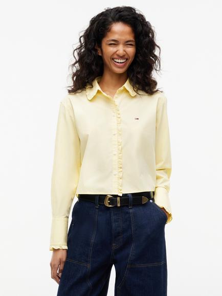 Tommy Hilfiger Uffle Femme Cotton Poplin Shirt, Yellow, Yellow
