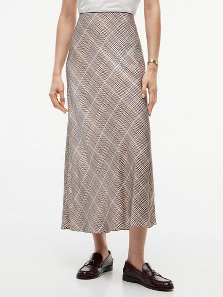 Tommy Hilfiger Check Satin Midi Skirt, Multi, Multi