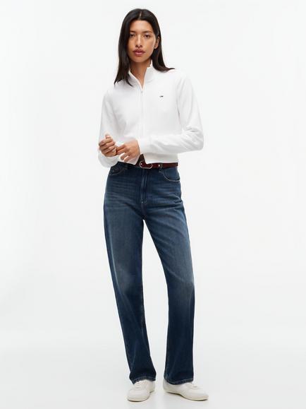 Tommy Hilfiger Funnel Neck Fitted Zip-Through Sweatshirt, Oatmeal - view 2, Oatmeal