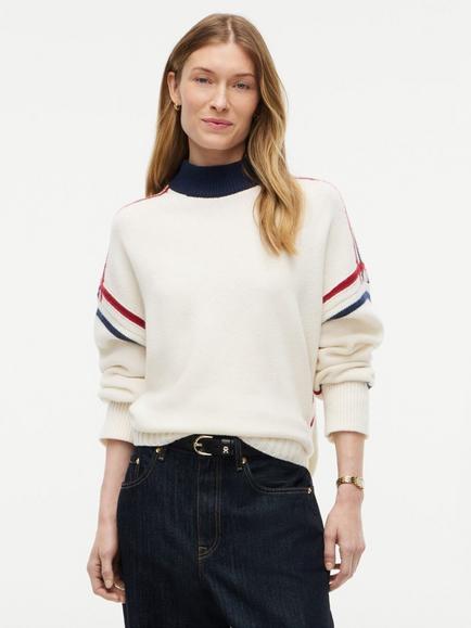 Tommy Hilfiger Pure Wool Oversized Mock Neck Jumper, Ivory, Ivory
