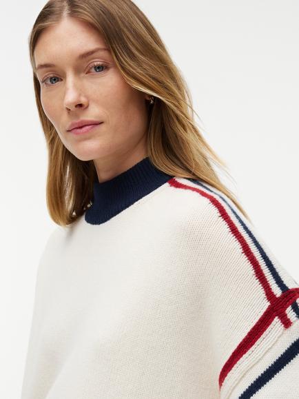 Tommy Hilfiger Pure Wool Oversized Mock Neck Jumper, Ivory - view 2, Ivory