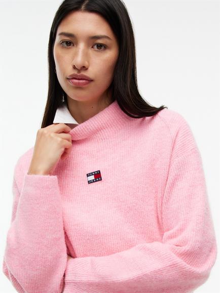 Tommy Hilfiger Tommy Badge Mock Neck Jumper - view 2, Light Pink