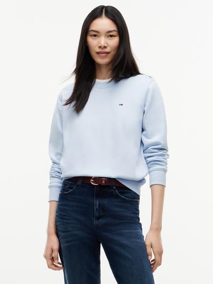 Tommy Hilfiger Brushed Fleece Crew Neck Sweatshirt, Mid Blue