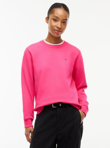 Tommy Hilfiger Brushed Fleece Crew Neck Sweatshirt, Mid Pink