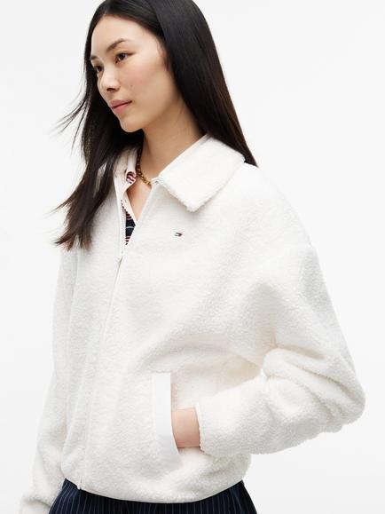 Tommy Hilfiger Flag Zip Through Jumper, Off White - view 2, Off White