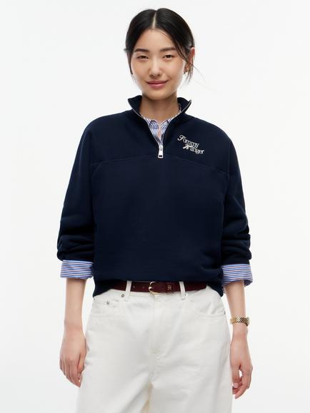 Tommy Hilfiger Cotton Rich Mock Neck Sweatshirt, Denim Blue, Denim Blue
