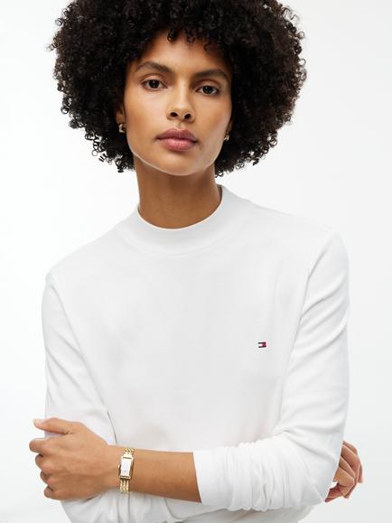 Tommy Hilfiger Slim Mock Neck Long Sleeve T-Shirt, Oatmeal - view 2, Oatmeal