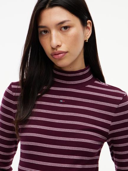 Tommy Hilfiger Essential Mock Neck Slim Fit Jersey Top, Multi - view 2, Multi