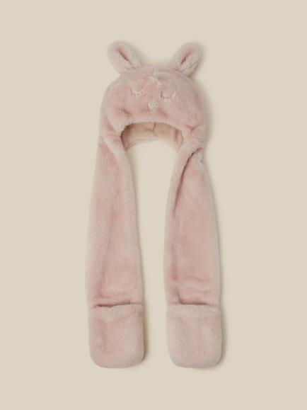 Monsoon Kids' 3-in-1 Fluffy Bunny Hat, Pink, Pink