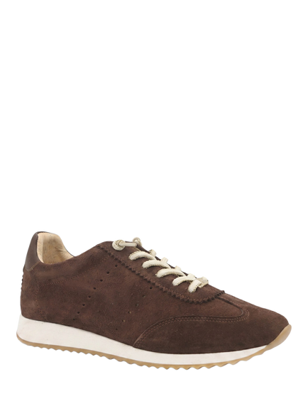 Jones Bootmaker Alenya Suede Lace Up Trainers, Chocolate, Chocolate