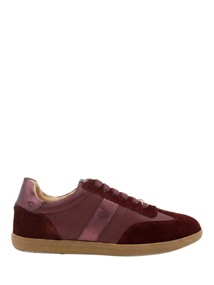 Jones Bootmaker Artea Leather Lace Up Trainers, Burgundy, Burgundy